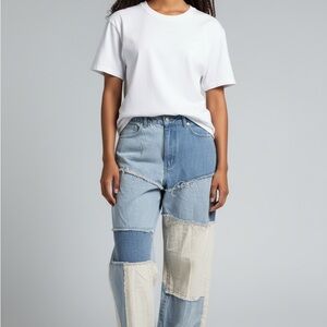 Trendy Patchwork Flare Jeans